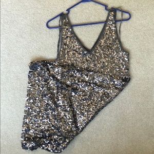Silver Sequin Cocktail Semi-formal Dress